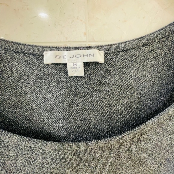 ST JOHN {M} Top Jersey Knit Tank Grey Gray - Picture 3 of 5